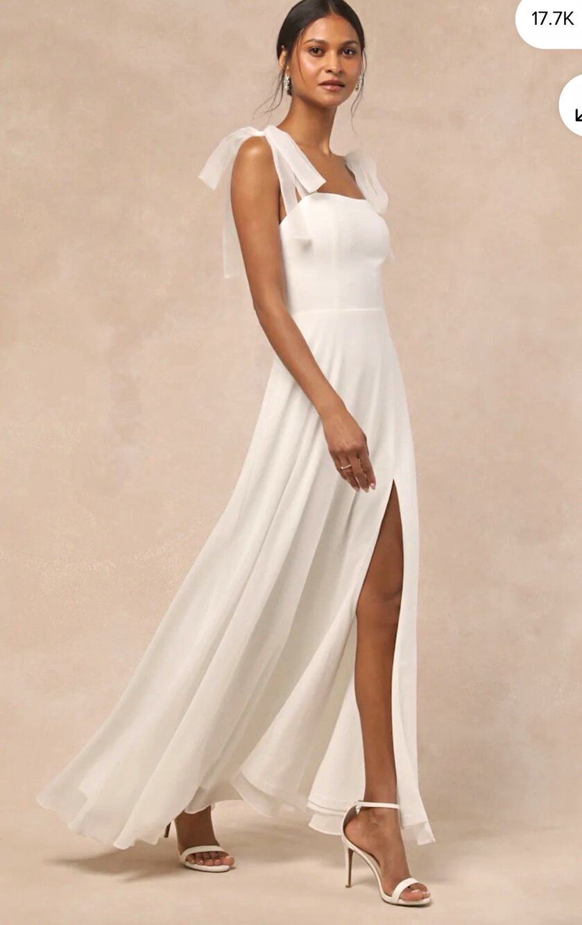 Lulus | Radiant Romance tie strap chiffon wedding elopement gown- NWT | XL